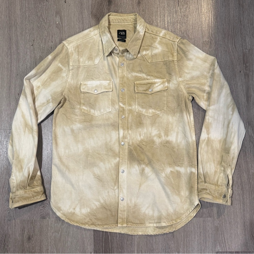 Zara - Button Down Shirt - Tan Tye Dye